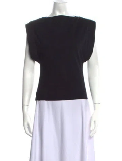 Pre-owned Matteau Bateau Neckline Short Sleeve Top In Black