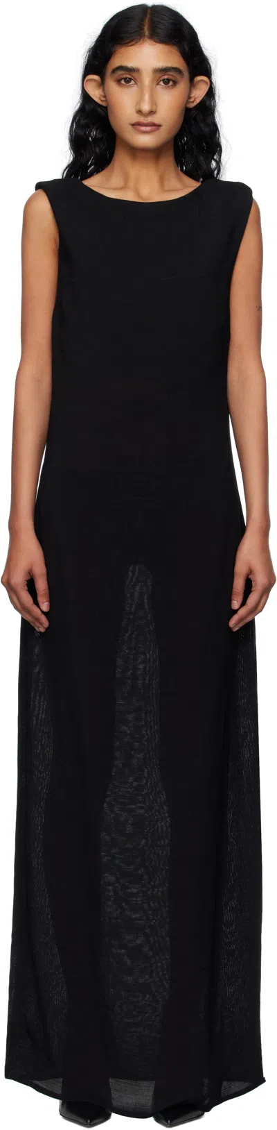 Matteau Black Cowl Back Maxi Dress
