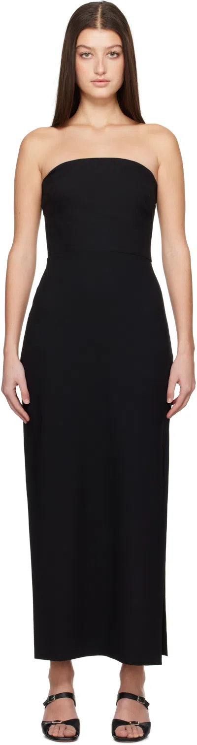 Matteau Black Crêpe Strapless Maxi Dress