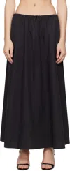 Matteau Black Drawcord Maxi Skirt In Black
