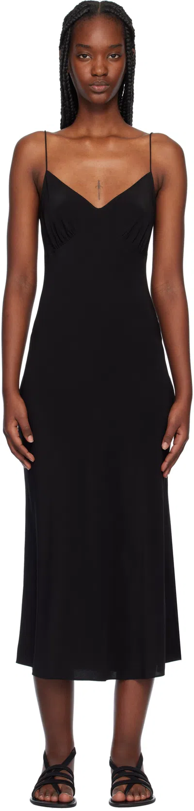 Matteau Black Low Back Slip Dress