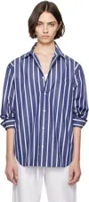 Matteau Blue Classic Stripe Shirt In Marine Stripe