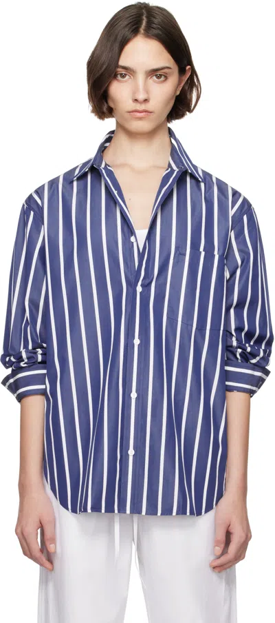 Matteau Blue Classic Stripe Shirt In Marine Stripe