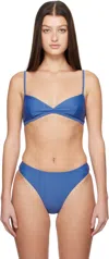 Matteau Blue Tri Crop Bikini Top In Santorini