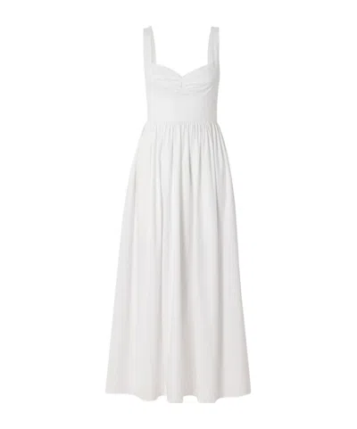 Matteau Gathered Organic Cotton-poplin Midi Dress In White