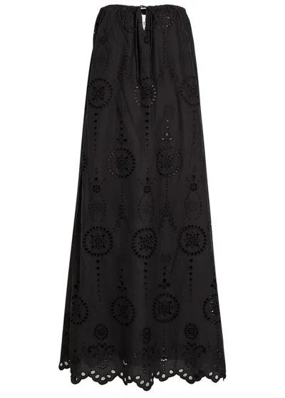Matteau Broderie Anglaise Cotton Midi Dress In Black