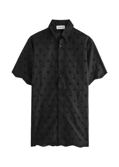 Matteau Broderie Anglaise Cotton Mini Shirt Dress In Black