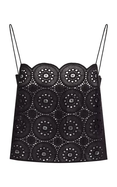 Matteau Broderie Anglaise Cropped Top In Black