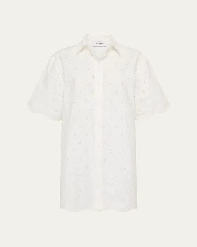 Matteau Broderie Mini Shirtdress In Floral Broderie White