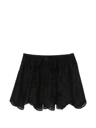 Matteau Scalloped Broderie Anglaise-trimmed Cotton Mini Skirt In Black