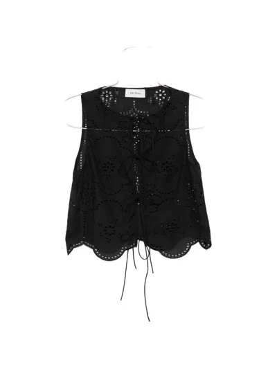 Matteau Scalloped Broderie Anglaise Cotton Top In Black