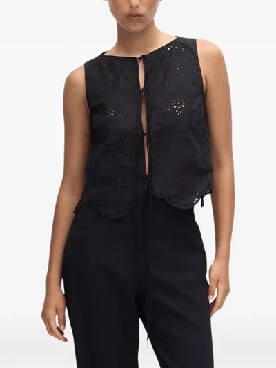 Matteau Broderie-anglaise Tie-fastening Top In Black