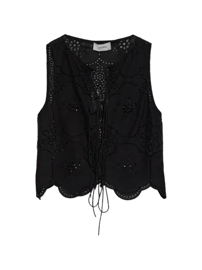 Matteau Broderie-anglaise Tie-fastening Top In Black