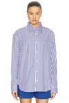 Matteau Classic Stripe Shirt - Bci Cotton In Cobalt Stripe