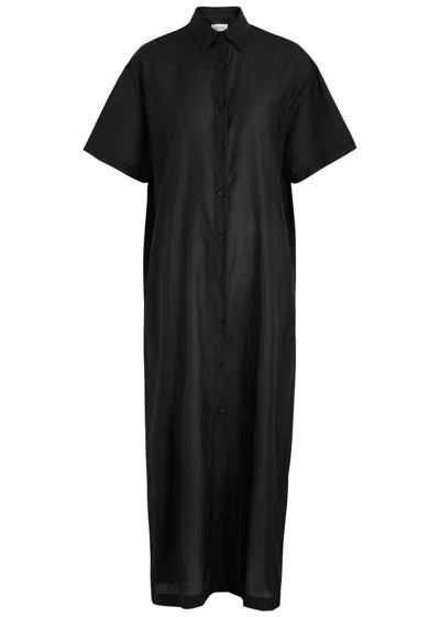 Matteau Cotton And Silk-blend Shirt Dress In Black