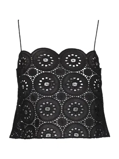 Matteau Broderie Anglasie Crop Camisole Top In Black