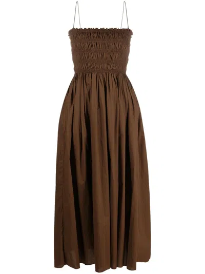 Matteau Cotton Midi Dress In Brown