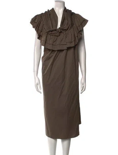 Pre-owned Matteau Cowl Neck Midi Length Dress In Black