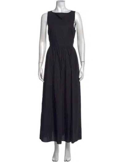 Pre-owned Matteau Crew Neck Long Dress In Black