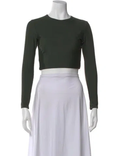 Pre-owned Matteau Crew Neck Long Sleeve Crop Top In Black