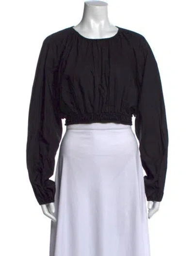 Pre-owned Matteau Crew Neck Long Sleeve Crop Top In Black