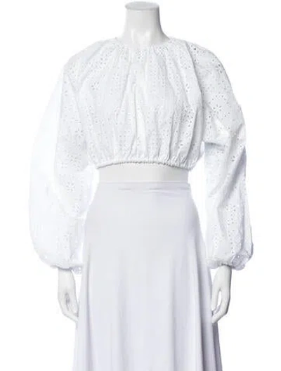 Pre-owned Matteau Crew Neck Long Sleeve Crop Top W/ Tags In White
