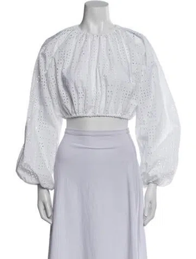 Pre-owned Matteau Crew Neck Long Sleeve Crop Top In White