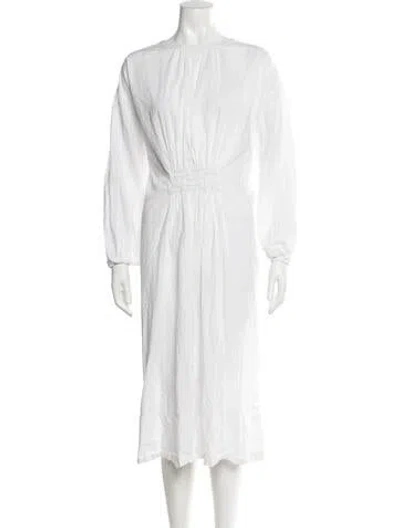 Pre-owned Matteau Crew Neck Midi Length Dress In White