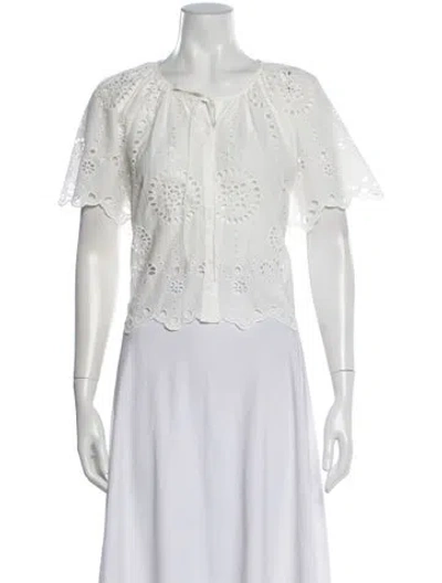 Pre-owned Matteau Crew Neck Short Sleeve Top In White
