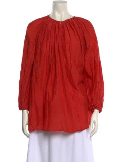 Pre-owned Matteau Crew Neck Three-quarter Sleeve Blouse In Orange