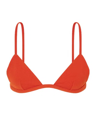 Matteau Crinkled Triangle Bikini Top In Red