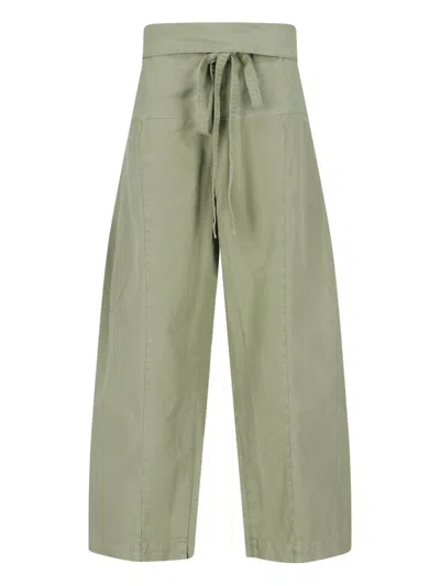Matteau Cropped Wide-leg Trousers With Self-tie Belt In Green