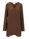 Matteau Deep V Mini Dress Dresses Brown In Brown