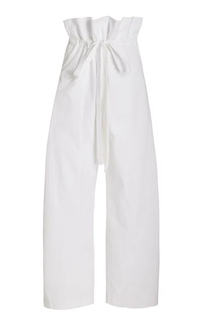 Matteau Drawstring Cotton Fisherman Pants In White