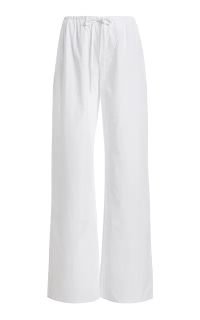 Matteau Drawstring Cotton Wide-leg Pants In White