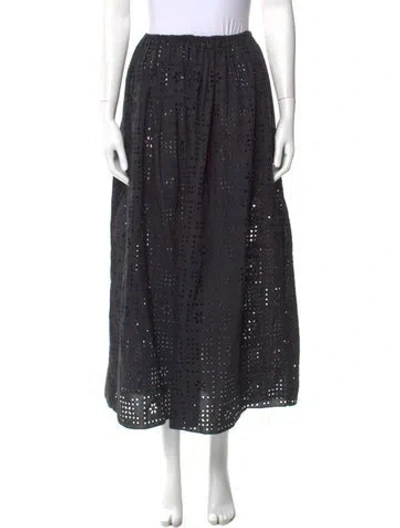 Pre-owned Matteau Eyelet Trim Midi Length Skirt In Black