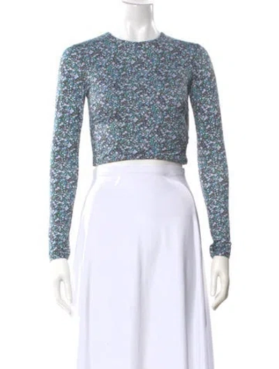 Pre-owned Matteau Floral Print Crew Neck Crop Top In Multi