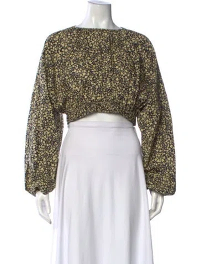 Pre-owned Matteau Floral Print Crew Neck Crop Top In Multi