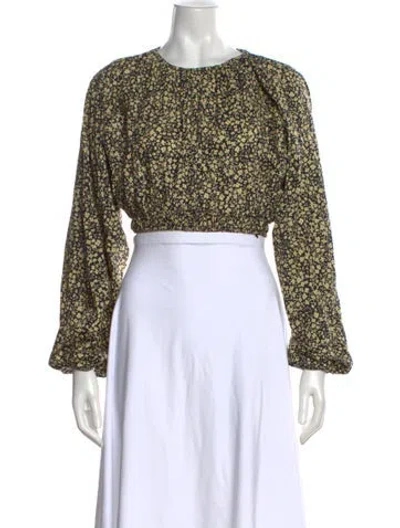 Pre-owned Matteau Floral Print Crew Neck Crop Top In Neutral