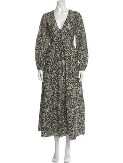 Pre-owned Matteau Floral Print Long Dress In Black