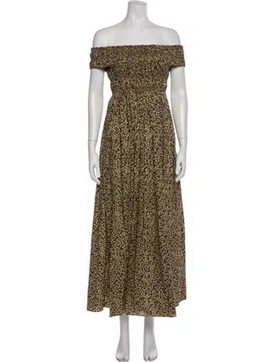 Pre-owned Matteau Floral Print Long Dress In Black