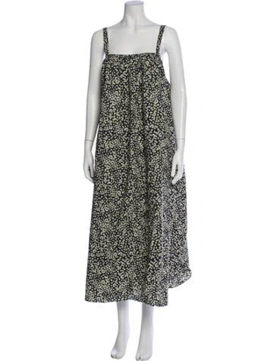 Pre-owned Matteau Floral Print Long Dress In Black