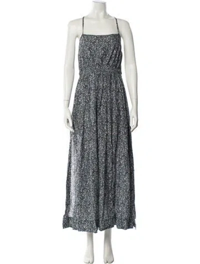 Pre-owned Matteau Floral Print Long Dress In Black