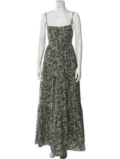 Pre-owned Matteau Floral Print Long Dress In Black