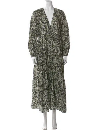 Pre-owned Matteau Floral Print Long Dress In Black
