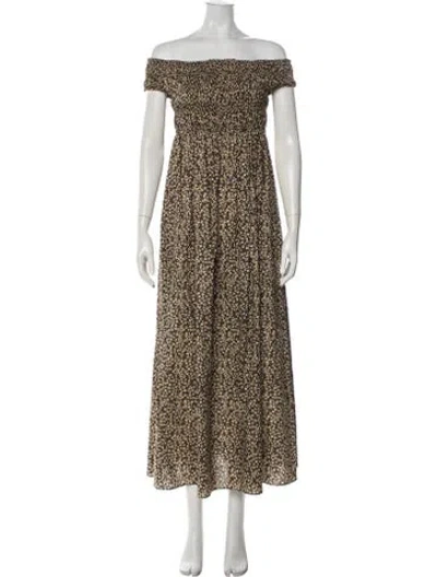 Pre-owned Matteau Floral Print Long Dress In Black
