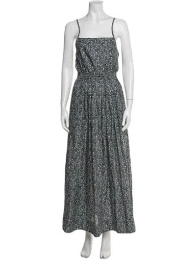 Pre-owned Matteau Floral Print Long Dress In Black