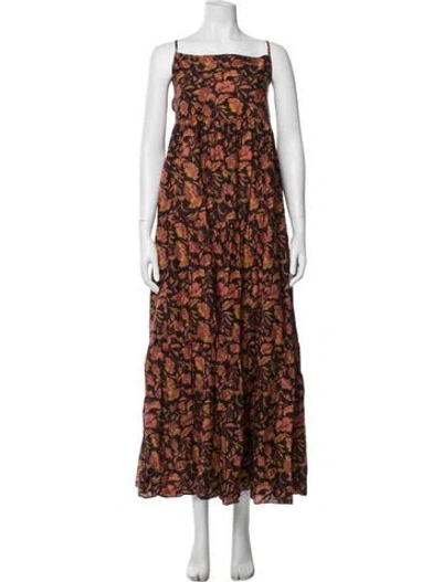 Pre-owned Matteau Floral Print Long Dress In Black