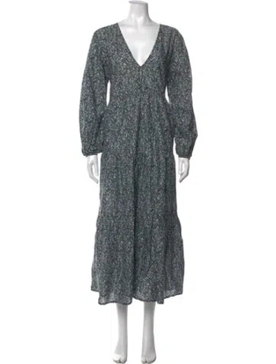 Pre-owned Matteau Floral Print Long Dress In Black