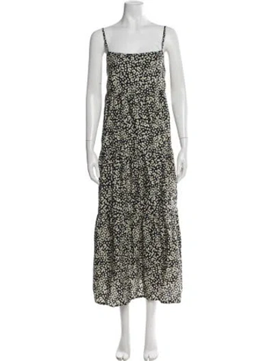 Pre-owned Matteau Floral Print Long Dress In Black